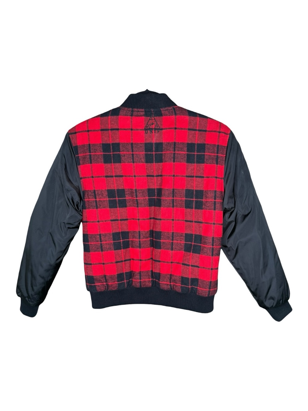 Y2K: UNIF 𖤐 Plaid Reversible Baddie Bomber Jacket 𖤐 Red Buffalo Plaid Black 𖤐 S - Picture 7 of 16